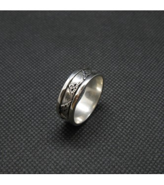 R002079 Sterling Silver Ring Celtic Knot Band Genuine Solid Hallmarked 925 8mm Wide